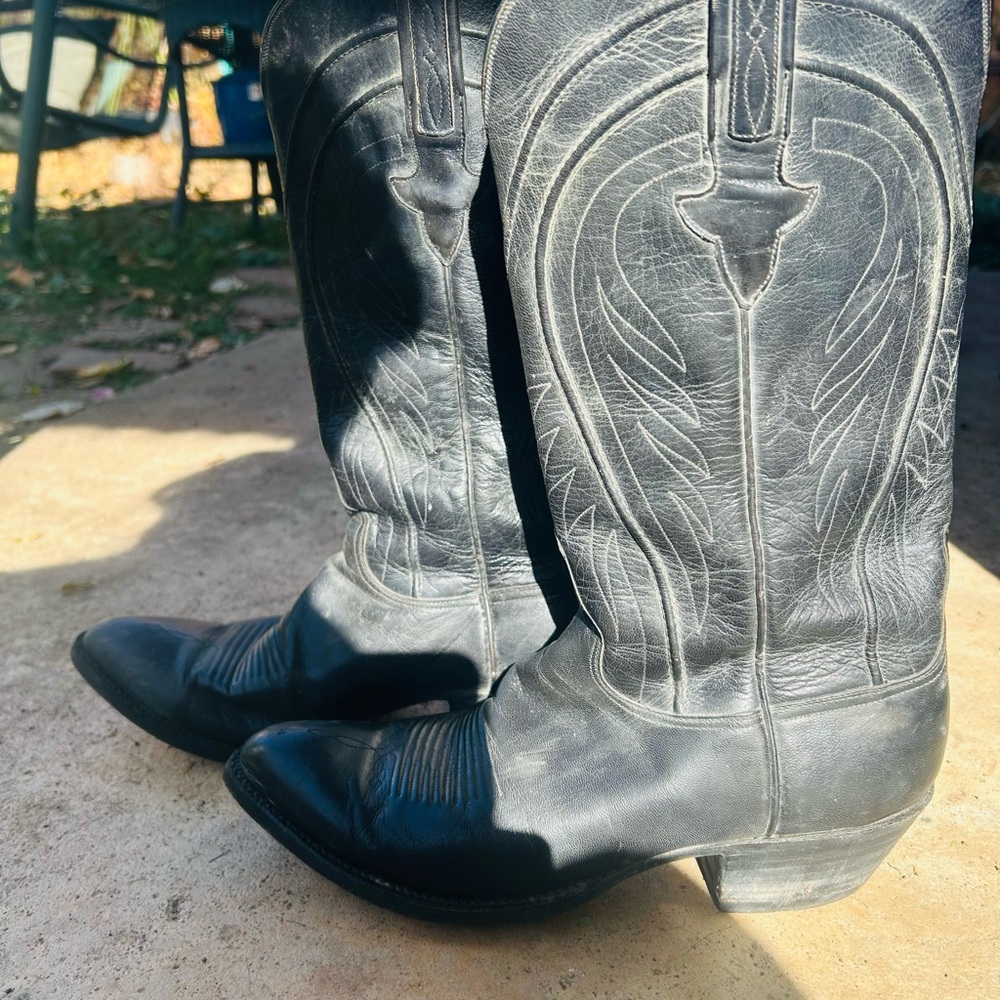Lucchese Tan and Black Leather Boots